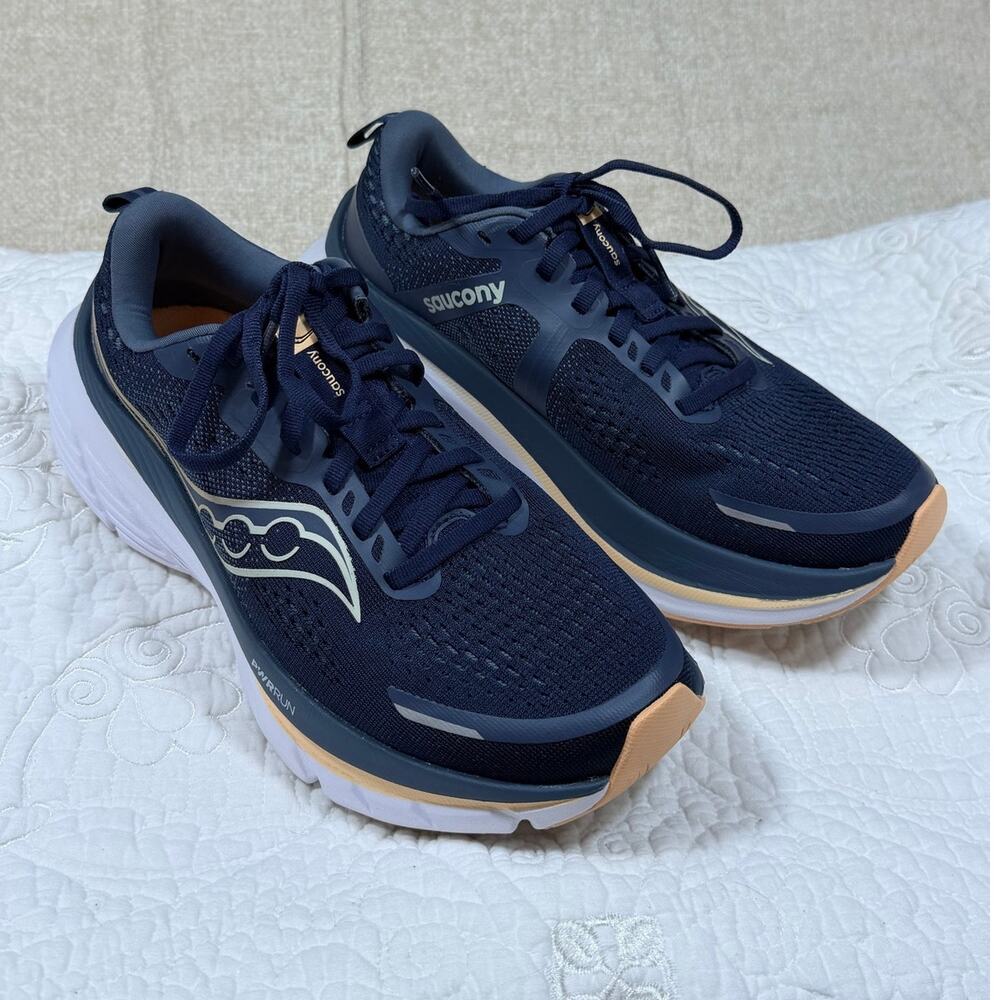 Saucony Women's Blue White 7.5 Guide 18 Lace Up Running Shoes Stability Comfort